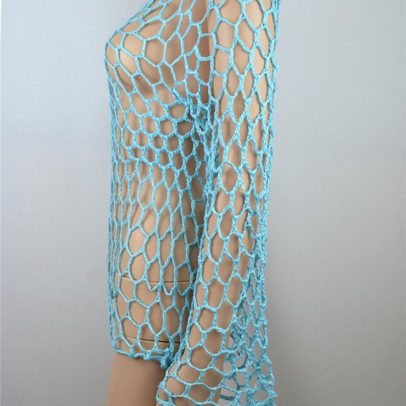 Bold Fishnet Crochet Bikini Cover Up Swim Dress - Picture 5 of 5